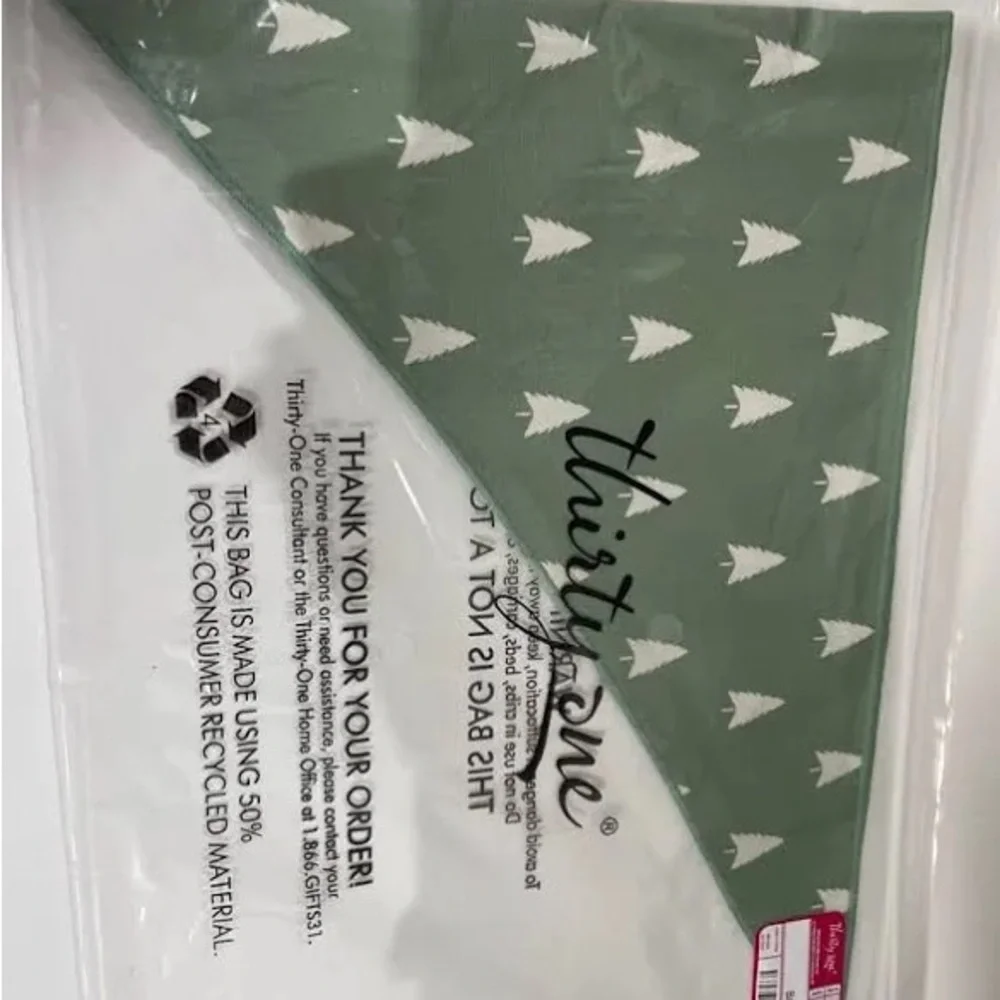 Thirty-One Green and White Festive Forest Tree Print Pet Bandana XS/S